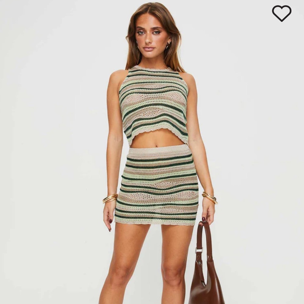 Striped Green and Cream Knit Skirt